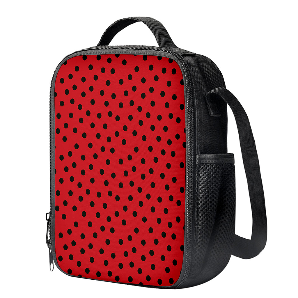 Black Spots Ladybird Pattern Print Crossbody Lunch Bag