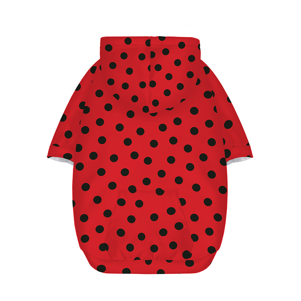 Black Spots Ladybird Pattern Print Dog Zip Up Hoodie
