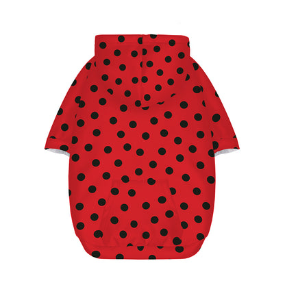 Black Spots Ladybird Pattern Print Dog Zip Up Hoodie