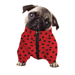 Black Spots Ladybird Pattern Print Dog Zip Up Jacket