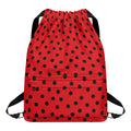 Black Spots Ladybird Pattern Print Drawstring Backpack