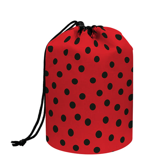 Black Spots Ladybird Pattern Print Drawstring Makeup Bag