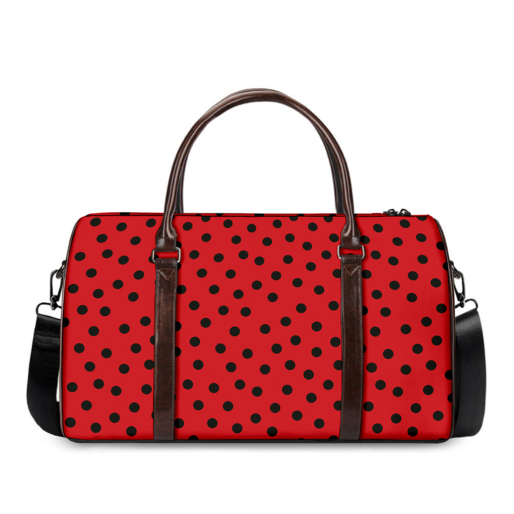 Black Spots Ladybird Pattern Print Duffle Bag