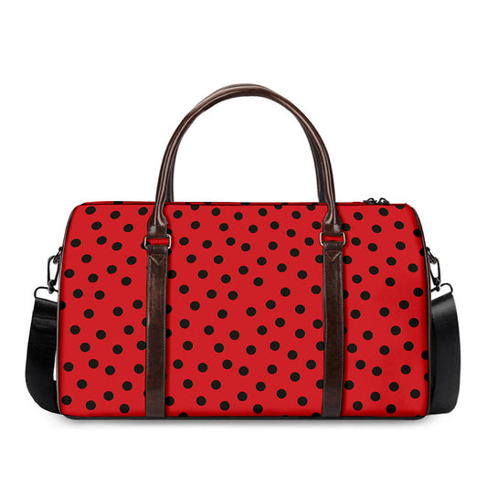 Black Spots Ladybird Pattern Print Duffle Bag