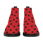 Black Spots Ladybird Pattern Print Flat Ankle Boots