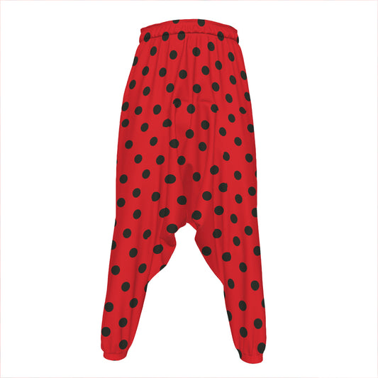 Black Spots Ladybird Pattern Print Hammer Pants