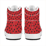 Black Spots Ladybird Pattern Print High Top Leather Sneakers