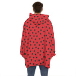 Black Spots Ladybird Pattern Print Hoodie Blanket