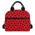 Black Spots Ladybird Pattern Print Insulated Lunch Bag
