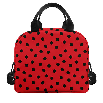 Black Spots Ladybird Pattern Print Insulated Lunch Bag