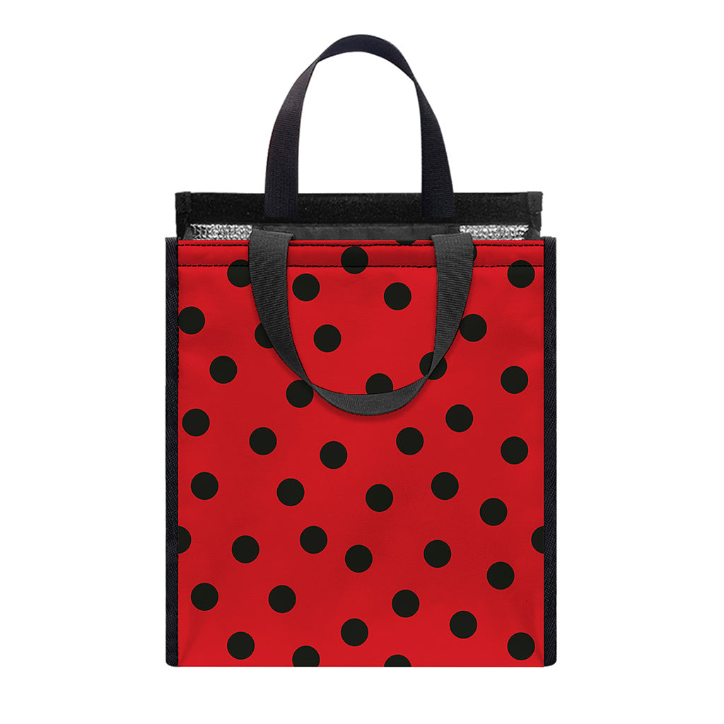 Black Spots Ladybird Pattern Print Insulated Lunch Tote