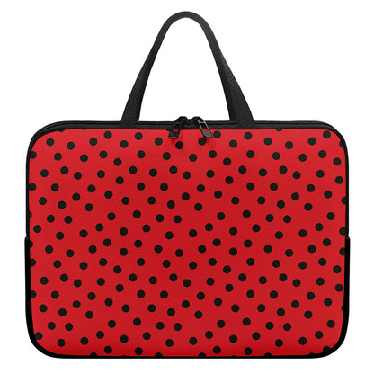 Black Spots Ladybird Pattern Print Laptop Sleeve With Handle