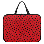 Black Spots Ladybird Pattern Print Laptop Sleeve With Handle