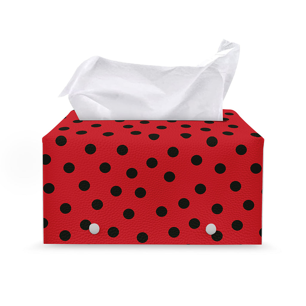 Black Spots Ladybird Pattern Print Leather Tissue Box Cover