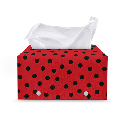 Black Spots Ladybird Pattern Print Leather Tissue Box Cover