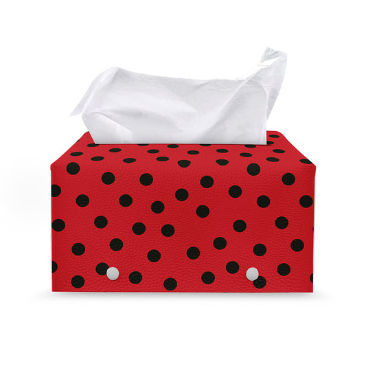 Black Spots Ladybird Pattern Print Leather Tissue Box Cover