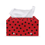 Black Spots Ladybird Pattern Print Leather Tissue Box Cover