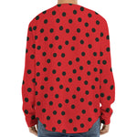 Black Spots Ladybird Pattern Print Long Sleeve Baseball Jersey