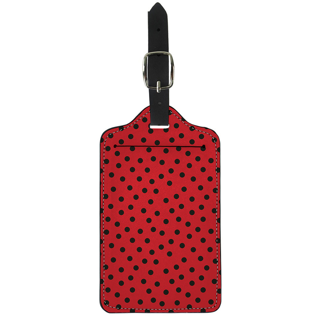 Black Spots Ladybird Pattern Print Luggage Tag
