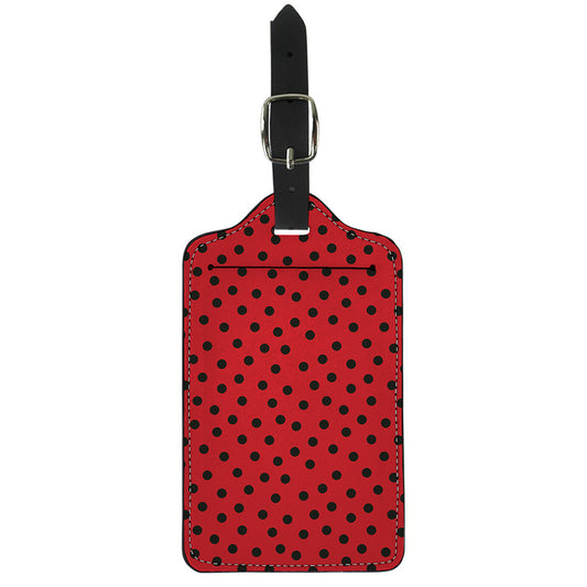 Black Spots Ladybird Pattern Print Luggage Tag