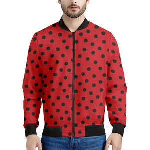 Black Spots Ladybird Pattern Print Men's Bomber Jacket