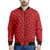 Black Spots Ladybird Pattern Print Men's Bomber Jacket