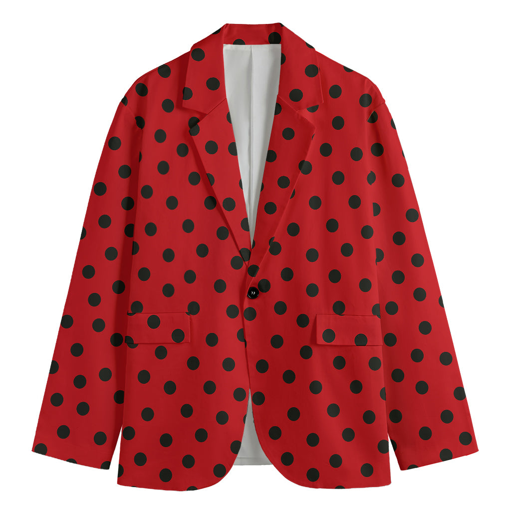 Black Spots Ladybird Pattern Print Men's Cotton Blazer