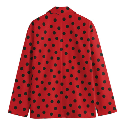 Black Spots Ladybird Pattern Print Men's Cotton Blazer