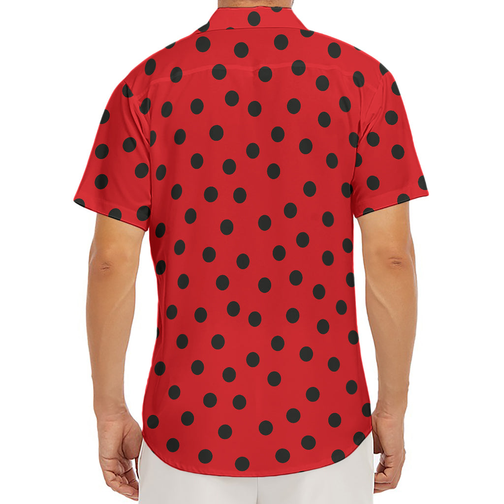 Black Spots Ladybird Pattern Print Men's Deep V-Neck Shirt