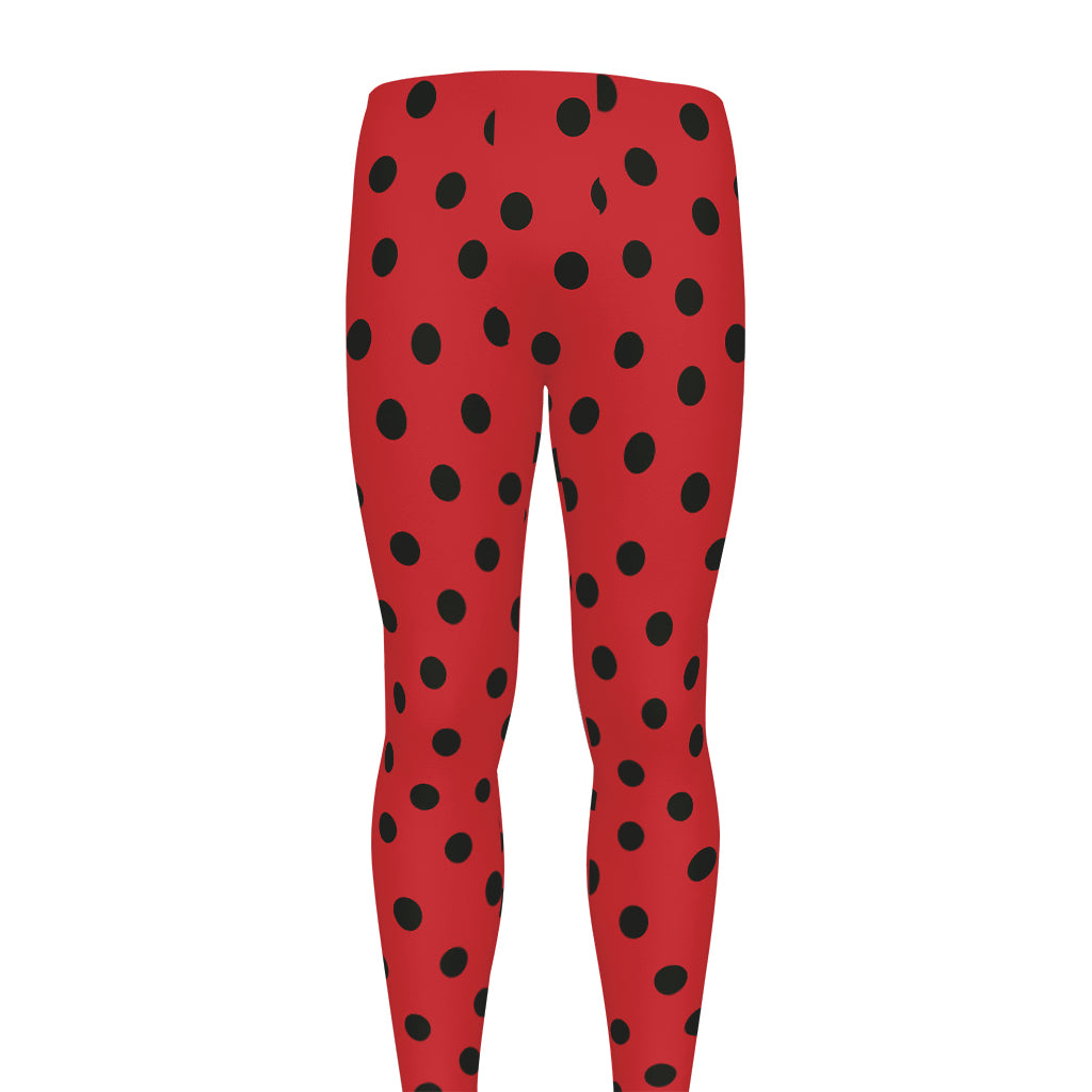 Black Spots Ladybird Pattern Print Men's leggings