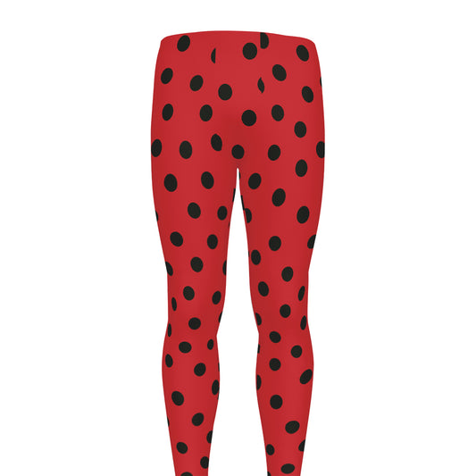Black Spots Ladybird Pattern Print Men's leggings