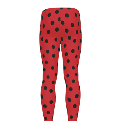 Black Spots Ladybird Pattern Print Men's leggings