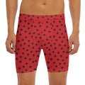 Black Spots Ladybird Pattern Print Men's Long Boxer Briefs
