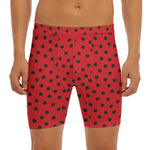 Black Spots Ladybird Pattern Print Men's Long Boxer Briefs