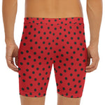 Black Spots Ladybird Pattern Print Men's Long Boxer Briefs