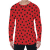 Black Spots Ladybird Pattern Print Men's Long Sleeve T-Shirt