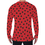 Black Spots Ladybird Pattern Print Men's Long Sleeve T-Shirt