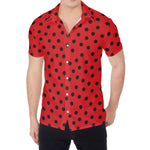 Black Spots Ladybird Pattern Print Men's Shirt