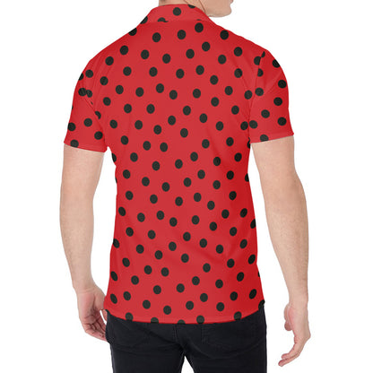 Black Spots Ladybird Pattern Print Men's Shirt