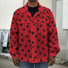 Black Spots Ladybird Pattern Print Men's Shirt Jacket