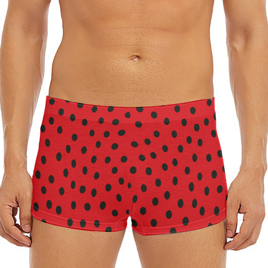 Black Spots Ladybird Pattern Print Men's Short Boxer Briefs