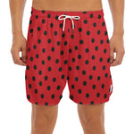 Black Spots Ladybird Pattern Print Men's Split Running Shorts