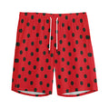 Black Spots Ladybird Pattern Print Men's Athletic Shorts