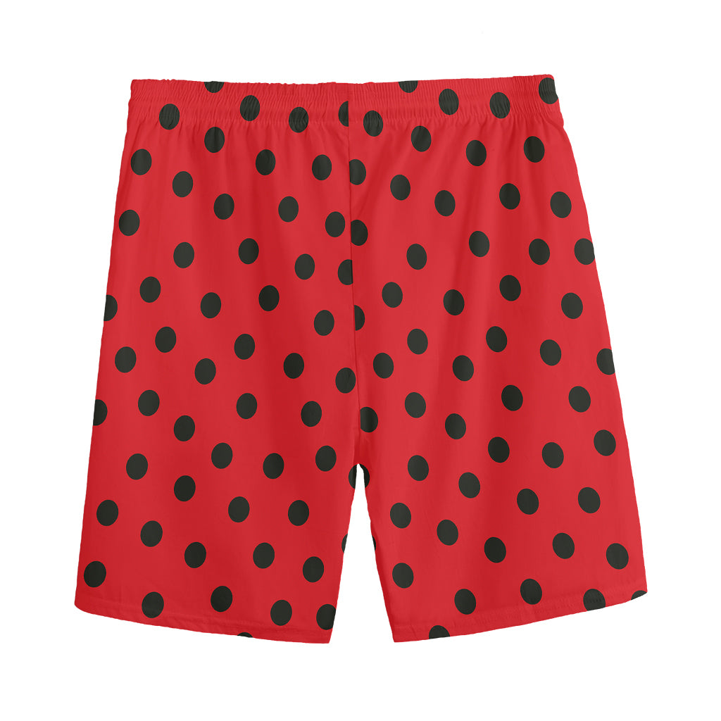 Black Spots Ladybird Pattern Print Men's Sports Shorts
