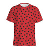 Black Spots Ladybird Pattern Print Men's Sports T-Shirt