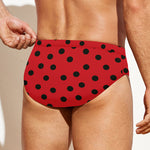 Black Spots Ladybird Pattern Print Men's Swim Briefs