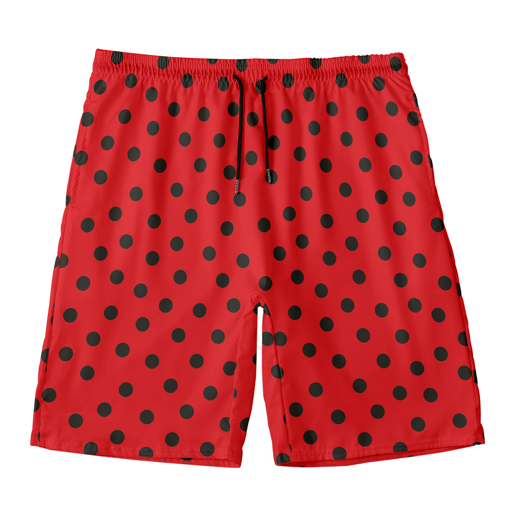Black Spots Ladybird Pattern Print Men's Swim Trunks
