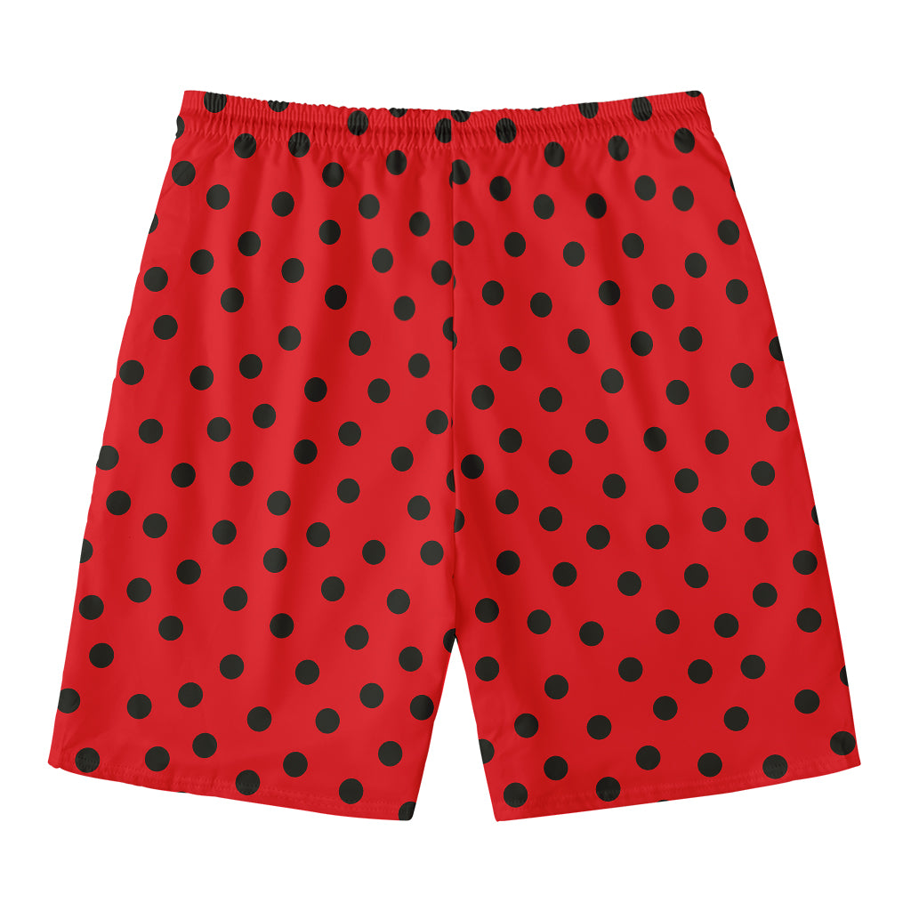 Black Spots Ladybird Pattern Print Men's Swim Trunks
