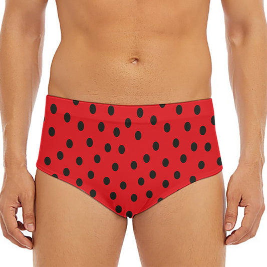 Black Spots Ladybird Pattern Print Men's Triangle Swim Briefs