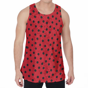 Black Spots Ladybird Pattern Print Men's Velvet Tank Top